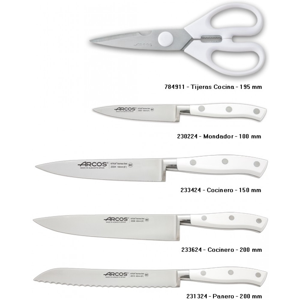 Набір ножів із 5-ти предметів з підставкою Riviera White Arcos  (235024)