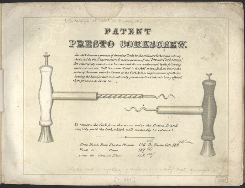 история возникновения изобретения штопора, патент